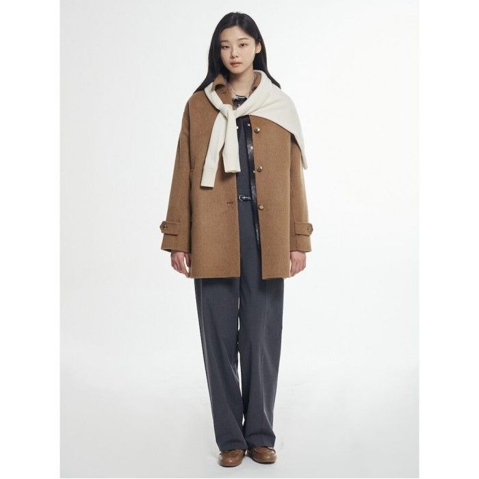 빈폴 레이디스 울 알파카 핸드메이드 미디움 코트  옐로이시 브라운  BF5X30C04B