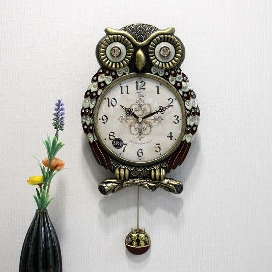 하이아트 무소음 솔부엉이 고급 주물 추벽시계 HSP-279