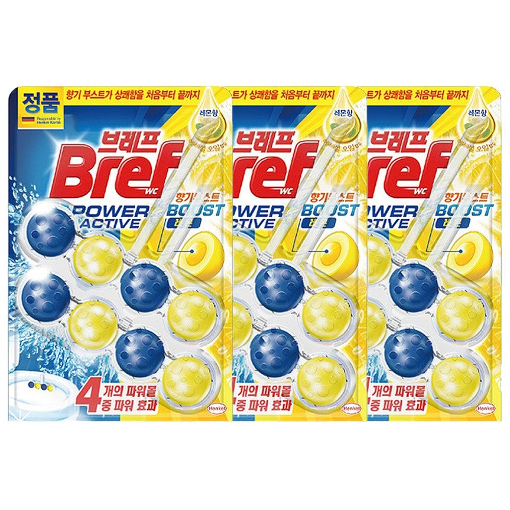 헨켈 브레프 거치식 변기세정제 파워액티브 스파클링 레몬향 50g(2입)x3개 변기 냄새 물때 오염방지