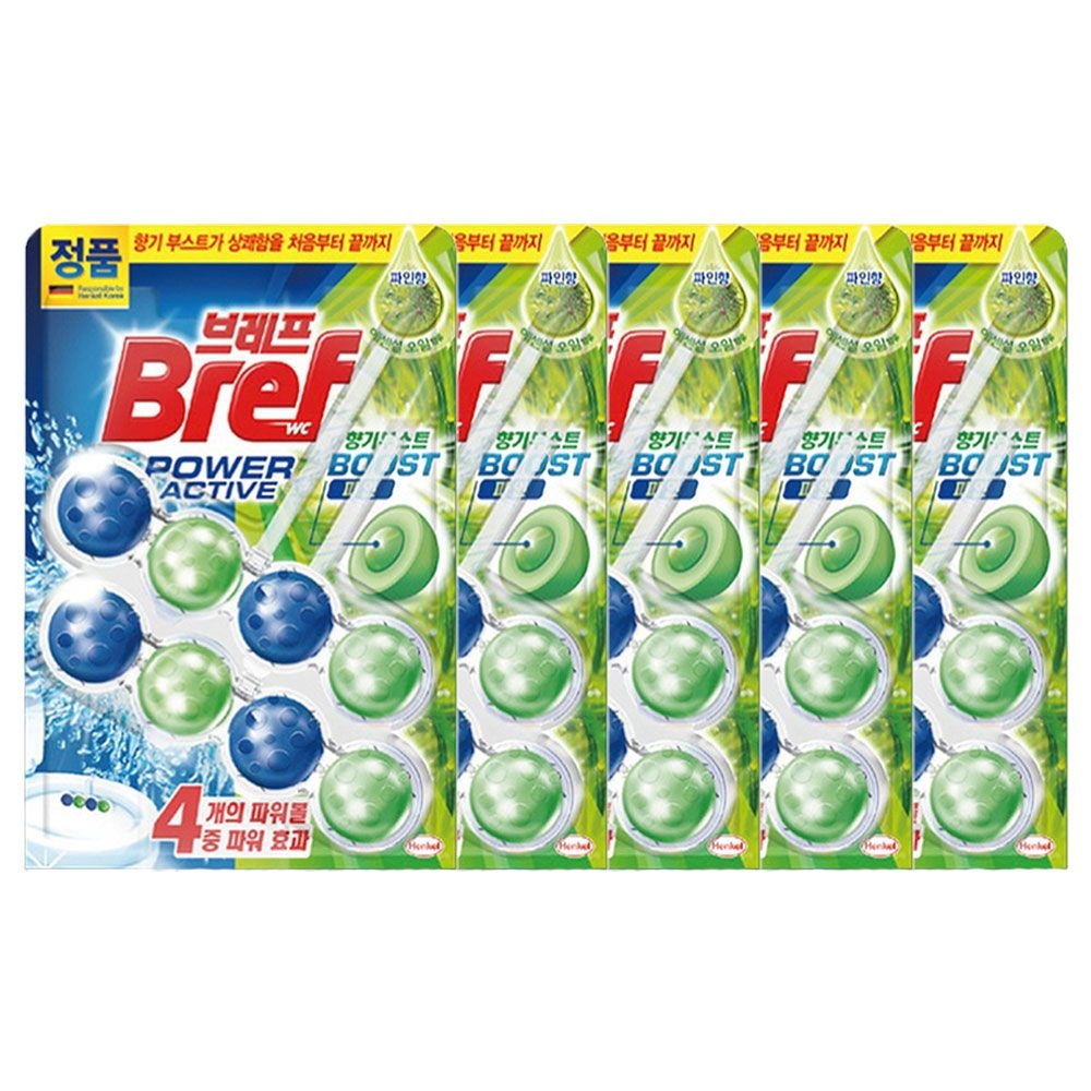 헨켈 브레프 거치식 변기세정제 파워액티브 파인 포레스트 솔향 50g(2입)x5개 변기 냄새 물때 오염방지