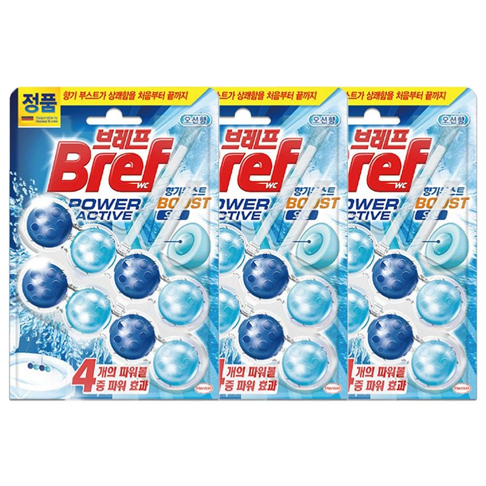 헨켈 브레프 거치식 변기세정제 파워액티브 오션 마린향 50g(2입)x3개 변기 냄새 물때 오염방지