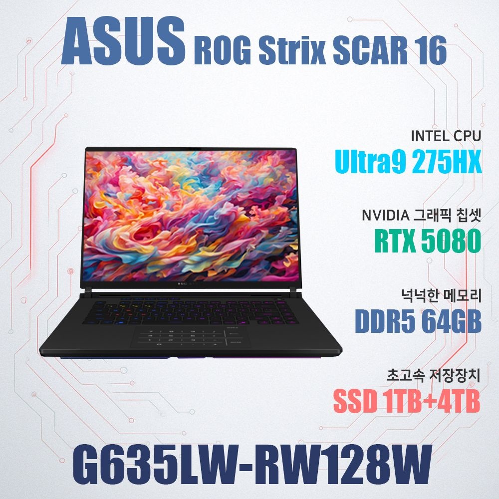 ASUS ROG STRIX SCAR 16 G635LW-RW128W/NVMe SSD 4TB 추가/램64G