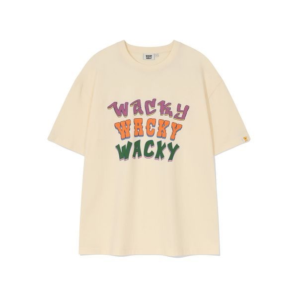 WACKY WILLY <매장정품> 와키윌리 WACKY WILLY 멀티 타이포 반팔 티셔츠 크림 WA2502ST18CM 185524