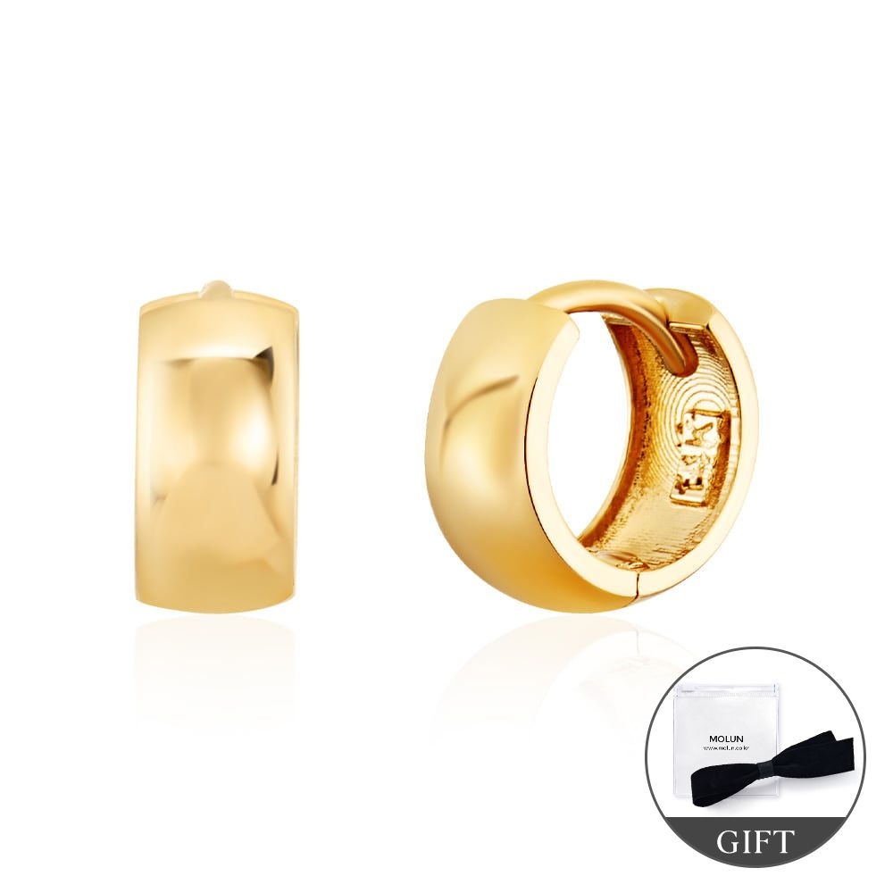 비앤비골드 (현대Hmall) [모룬] (12월베스트) 18K 글로우 플랫 루프 원터치 링 귀걸이 한쌍 MOE41702