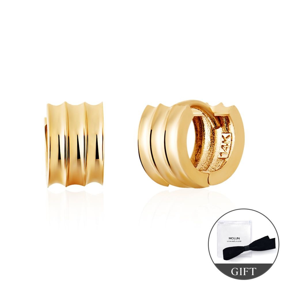 비앤비골드 (현대Hmall) [모룬] (1월베스트) 14K 엣지 3커브 루프 원터치 링 귀걸이 한쌍 MOE41699