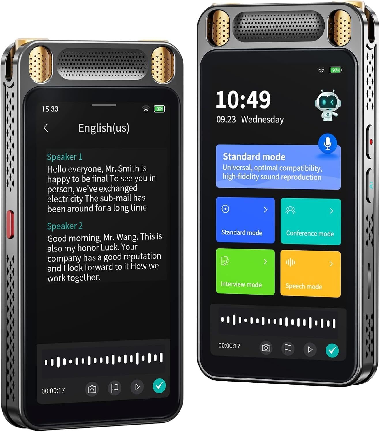 [해외] AI 음성 녹음기 재생 기능이 있는 디지털 오프라인온라인 인식요약번역 기능 (AI 기술 기반) 134개 언어 지