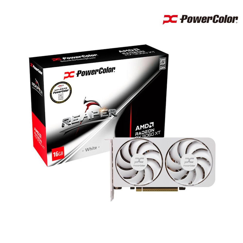파워컬러 PowerColor 라데온 RX 9060XT Reaper Spectral White D6 16GB 진화하는 하드웨어