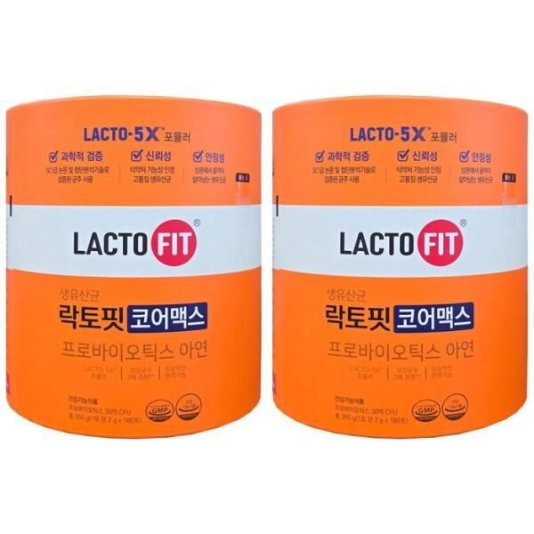 종근당건강(주) / 충남 당진시 합덕읍 인더스파크로 170 [셀러허브 식품] 종근당건강 락토핏 코어맥스 생유산균 180포 x 2통 (6개월분) HISM
