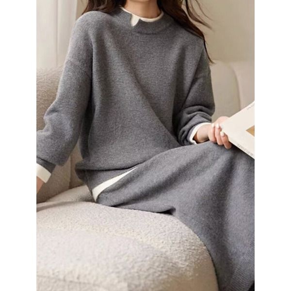 ㈜위즈원or협력업체 [앳마크(ATMARK)] [앳마크]ATMARK 트임포인트니트 스커트SET_AA39SE020G