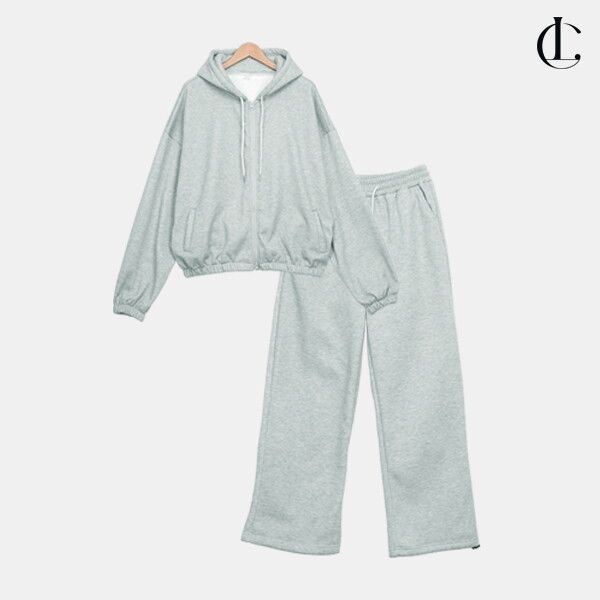 (주)빌리버스협력업체 엘케이트 [엘케이트] 여성 겨울 캐주얼 운동복 남여공용 기모 후드집업 트레이닝 세트 LIRO001