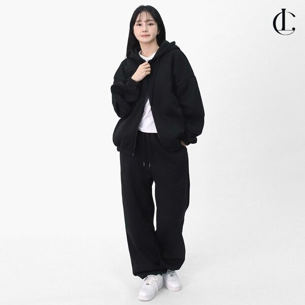 (주)빌리버스협력업체 엘케이트 [엘케이트] 여자 겨울 남여공용 기모 후드집업 트레이닝 세트 LIRO001