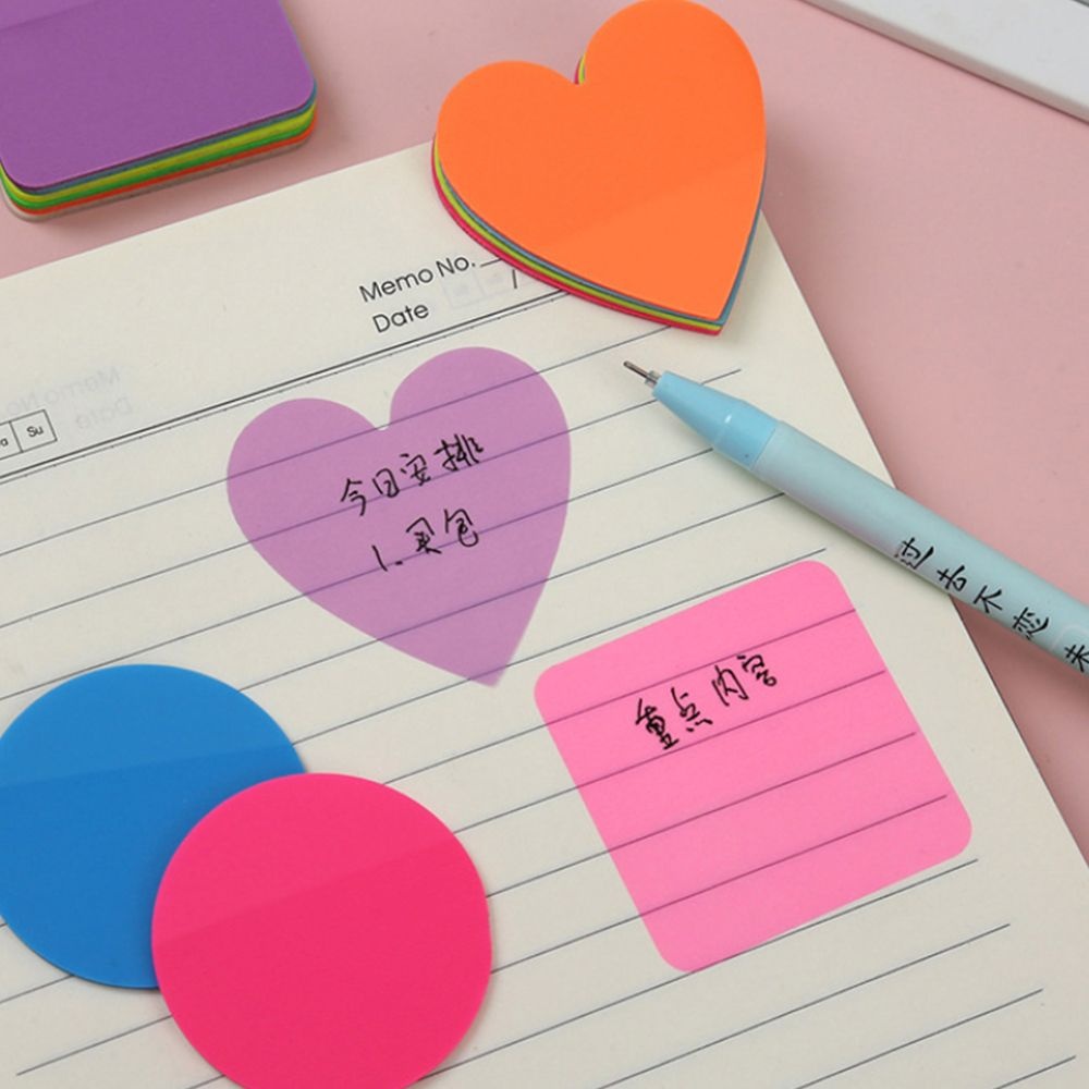 [엠투알컴퍼니 협력사]컬러반투명메모지 원형하트사각스티커점착 160매