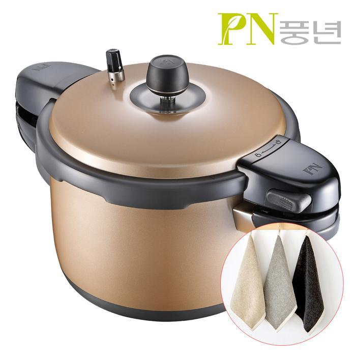[PN풍년][고급 핸드타월 사은품 증정] 풍년압력밥솥 블랙펄 컬러 6인용 / 샴페인 골드