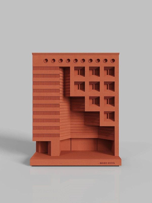 [해외] 건축 모형 마리오 보타 마스터 아키텍처 시멘트 모델하우스 건물 모델 콘크리트 장식품 책꽂이