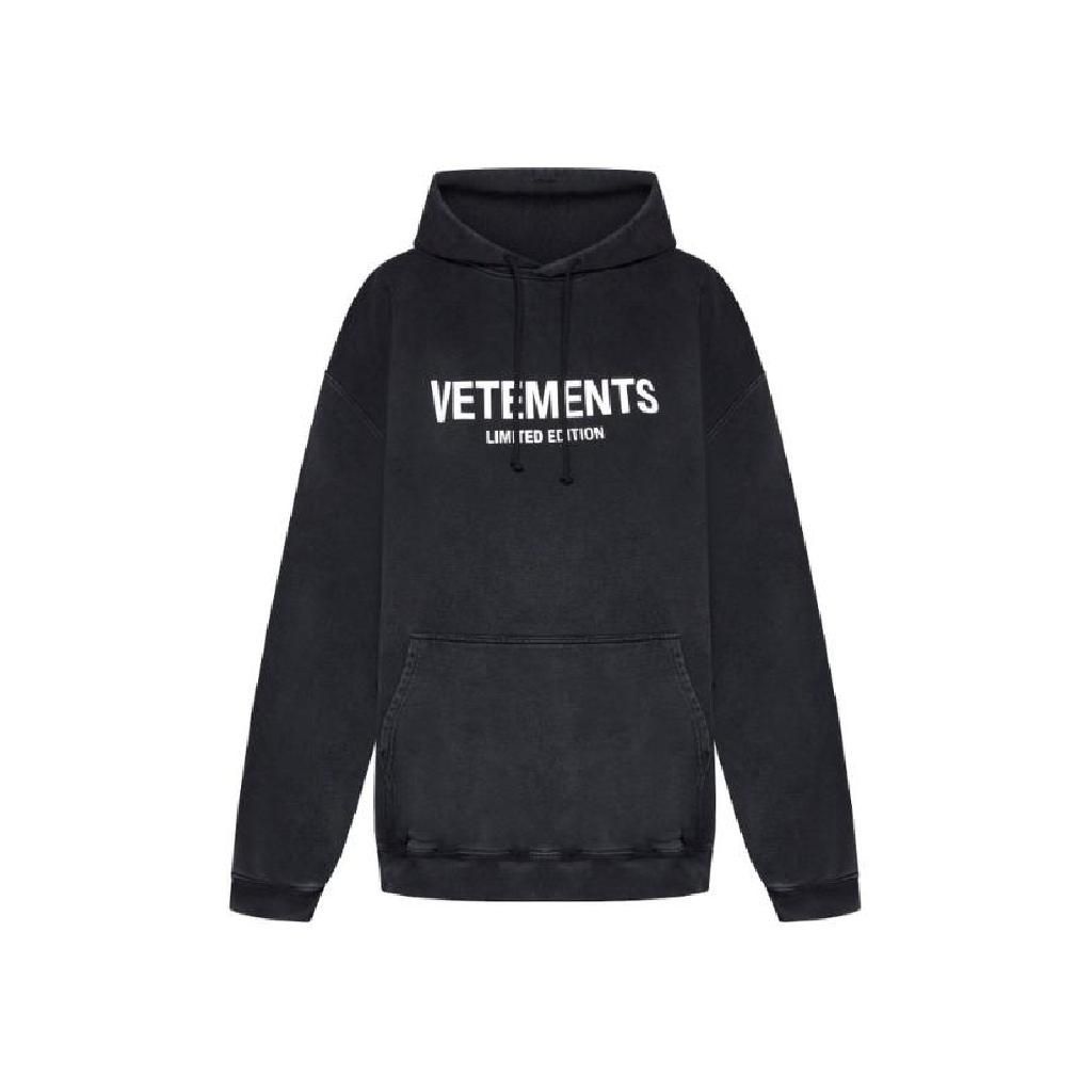 베트멍 베트멍 Vetements 로고 프린트 드로스트링 후드티 UE54HD220B BLACK TP943282563