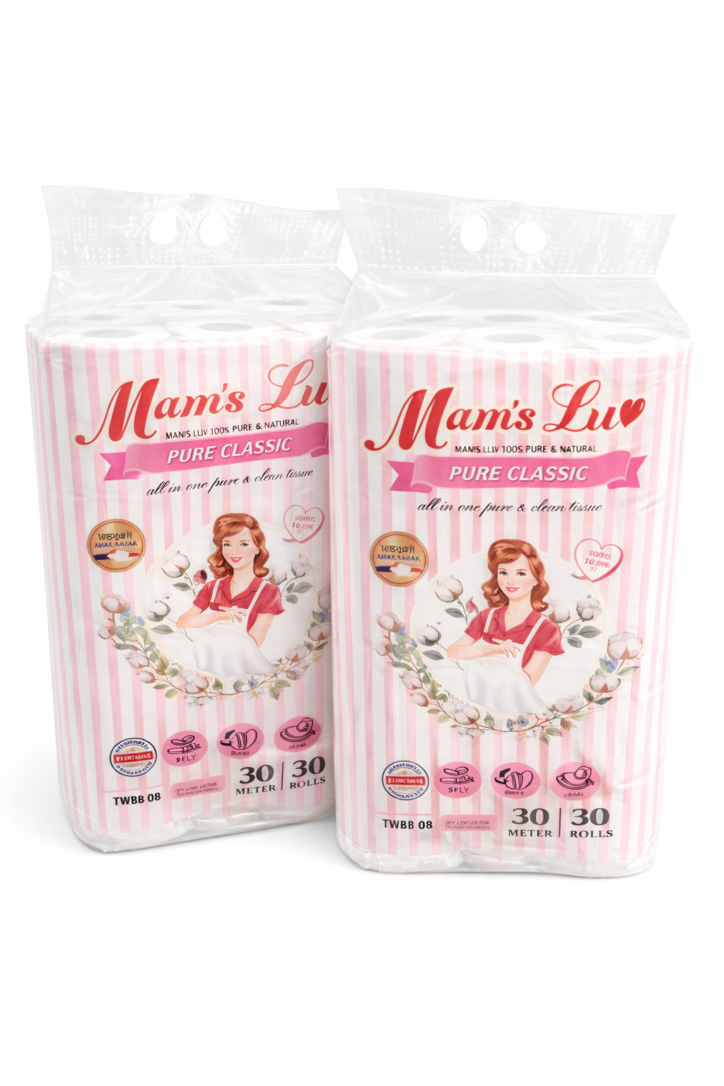 맘스럽 맘스럽 퓨어클래식 30m x 30롤 2팩 천연펄프100% 롤화장지 도톰한 데코3겹 두루말이 프리미엄 휴지 1등급 천연펄프