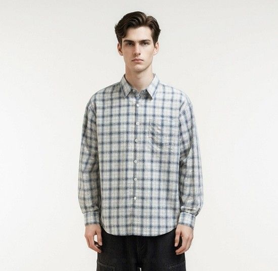 [모다인천]  코튼 체크 셔츠_아이보리10530-020-641-45-025_IC