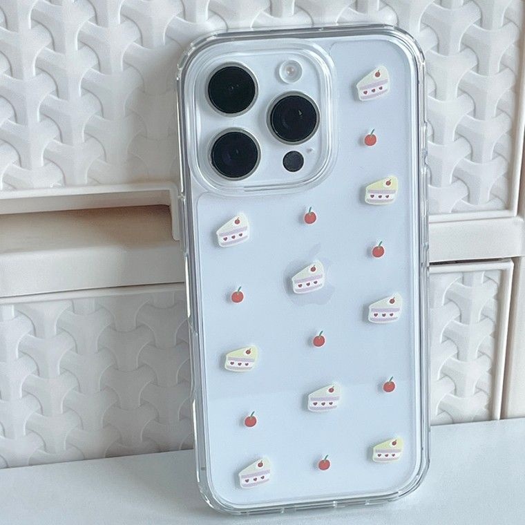 올데이인조이생산팀 070-8019-1737 올데이인조이 체리 케이크 투명 젤하드 폰케이스 아이폰 16 프로 갤럭시 우정 커플 선물 예쁜 핸드폰케이스