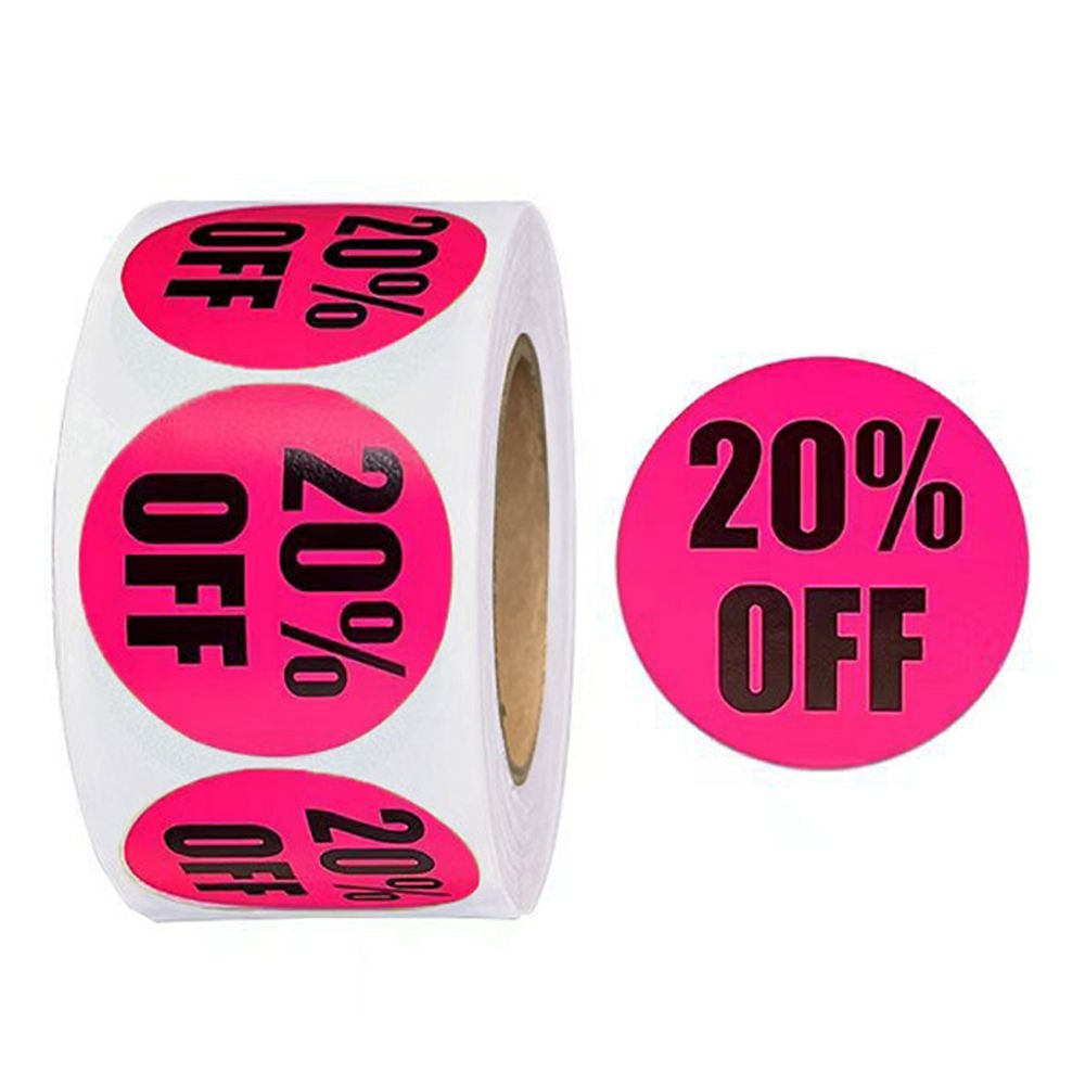 수입제품 컬러 DC 라벨 에누리 20프로 스티커 원형 1롤 500매