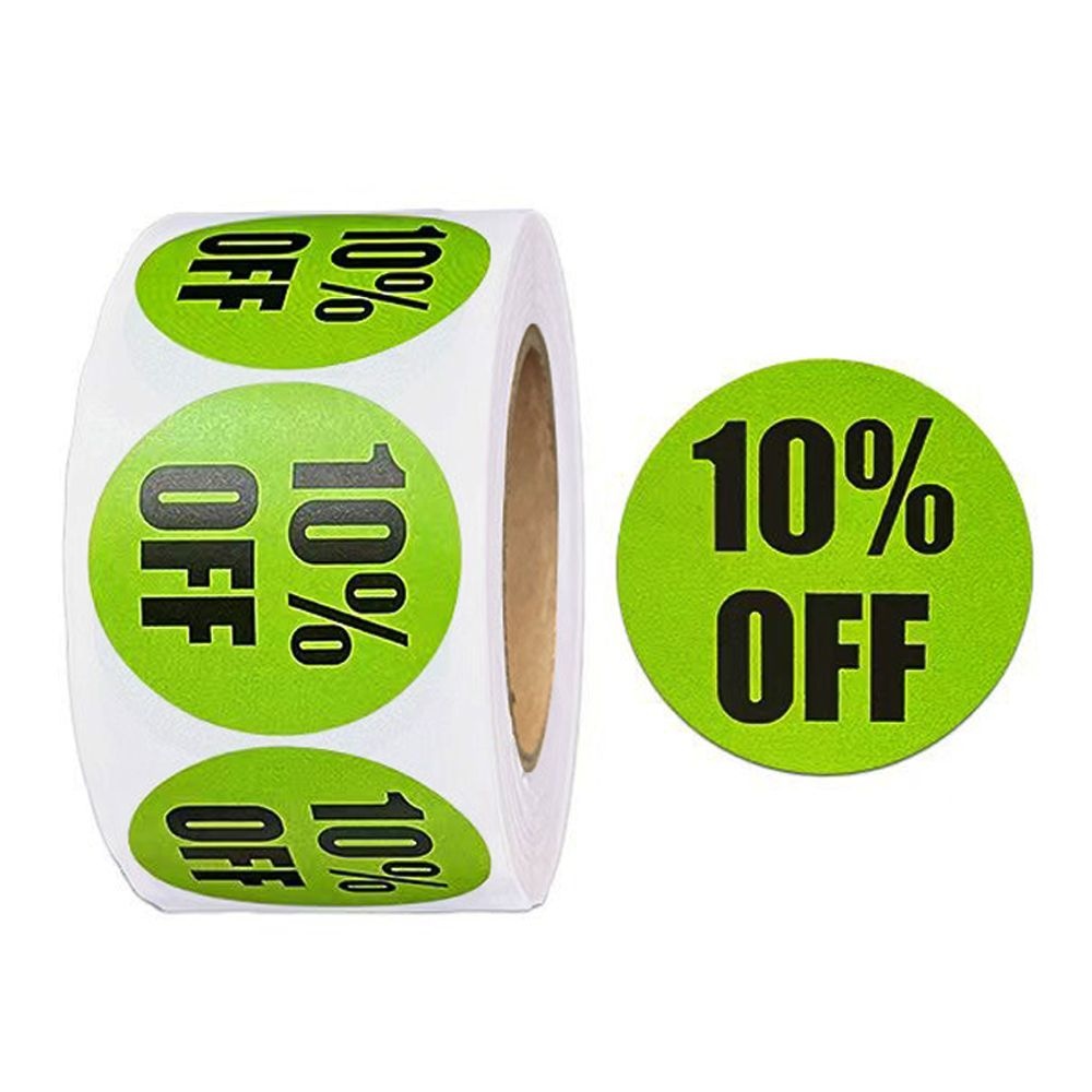 수입제품 컬러 DC 라벨 에누리 10프로 스티커 원형 1롤 500매