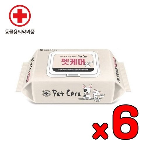 펫케어 물티슈 60매 X 6개묶음 강아지 고양이 전용 물티슈