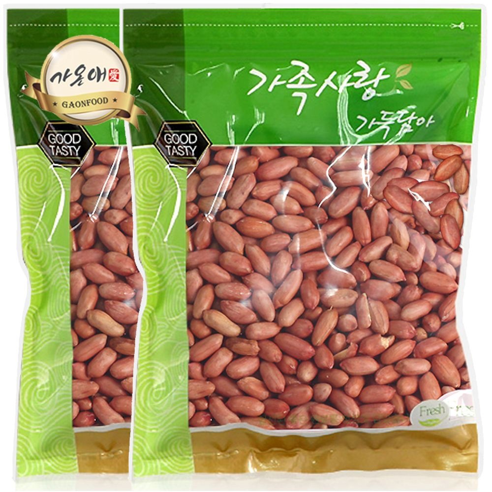 가온애 볶음땅콩 1kg x2팩 / 땅콩 볶은땅콩 1kg 구운땅콩 피땅콩 알땅콩 맥주안주 볶음 땅콩 견과 견과류