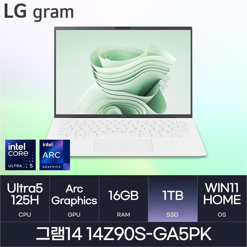 LG전자 14인치 2024 그램 14Z90S-GA5PK (W11/D5-16GB/1TB) HMC