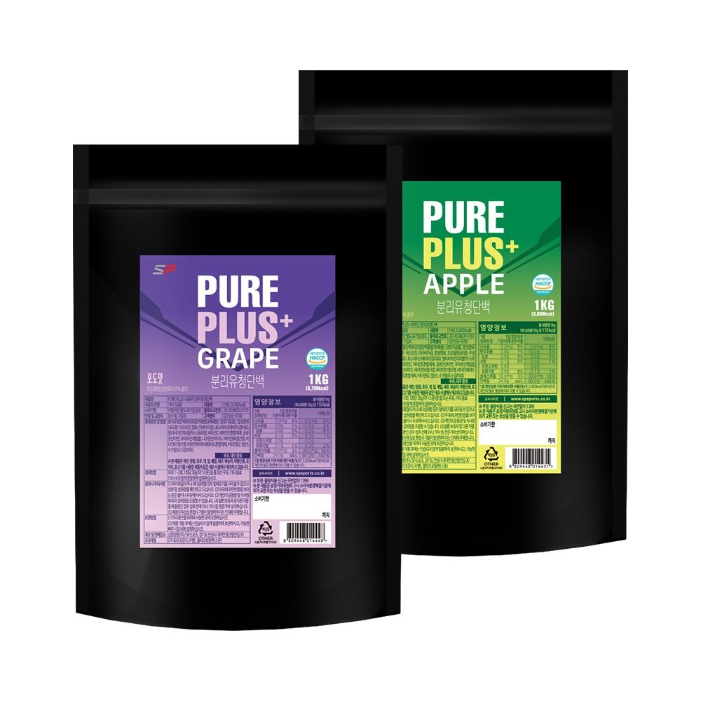 [롯데온] 퓨어플러스(WPI 94%) 1kg x 2개(사과맛, 포도맛)_분리유청단백