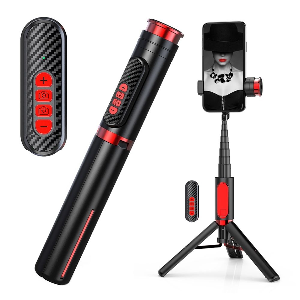 AB202Pro 스마트폰 블루투스 퀵 셀카봉 줌기능 리모컨 탑재 고프로셀카봉 미니카메라 미니조명 거치 삼각대