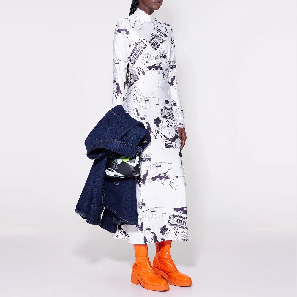 빔바이롤라 [정상가 428,000원] 빔바이롤라 22FW 화이트 루트66 프린트 드레스 B226JWO020WHB