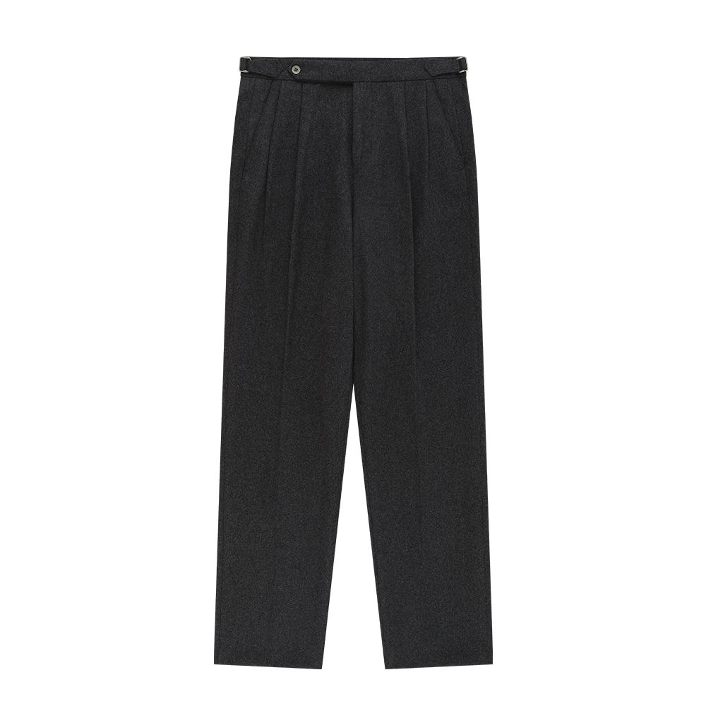 벨리프 Essential Wool Flannel adjust relaxed Trouser (Charcoal)