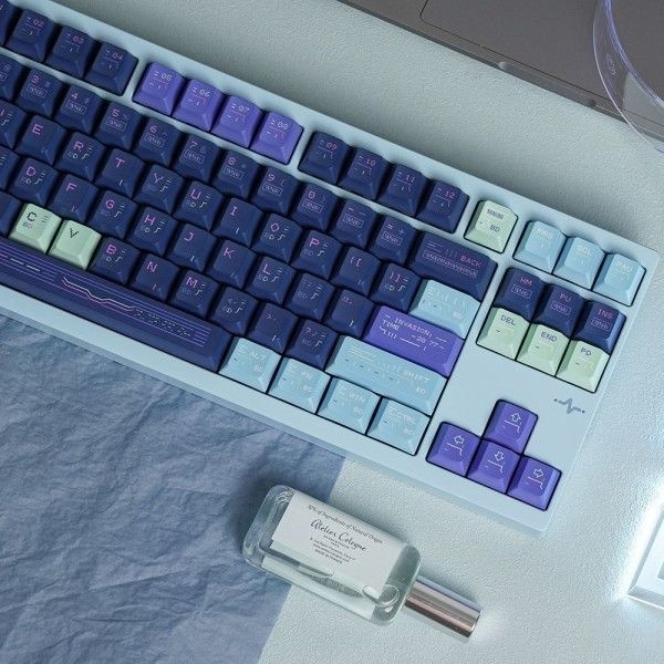 [해외] 마우스 키보드네온 PBT 개성 높이 자기 축 및 크로스 샤프 호환트와