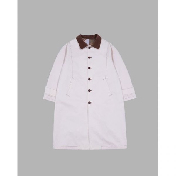 THEMUSEUMVISITOR THEMUSEUMVISITOR CORDUROY COLLAR MAC COAT (BEIGE)