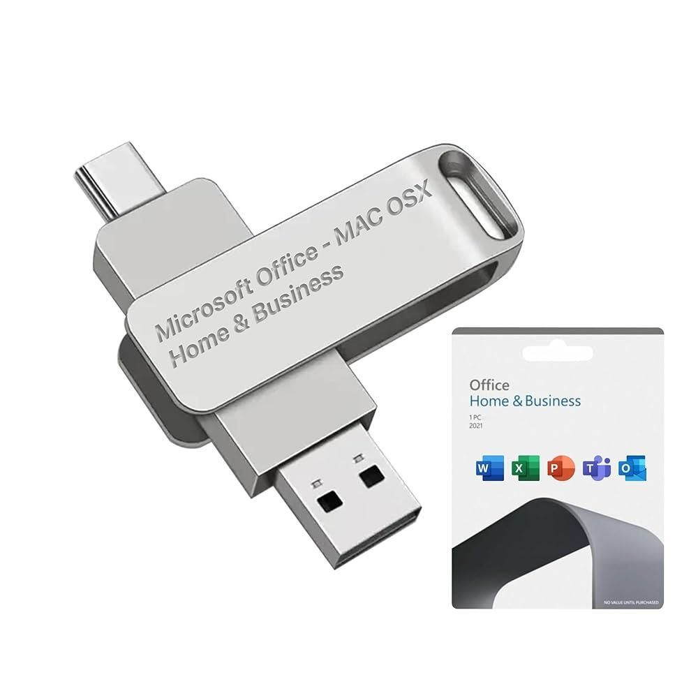 [해외] 16GB USB 설치 프로그램 + Office 2021 가정 및 비즈니스용 평생 활성화 키 (PC) | 워드, 엑셀, 아웃룩, 파워포인트, 원노