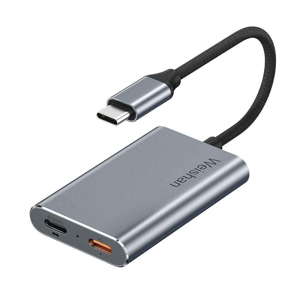 Weishan [해외] USB C to C 허브 - Xreal One Pro AR 안경용 전원 및 플레이 어댑터, PD 100W 충전 어댑터, 아이폰 17, Andoid, ROG Ally, PS4/5, Xbox,