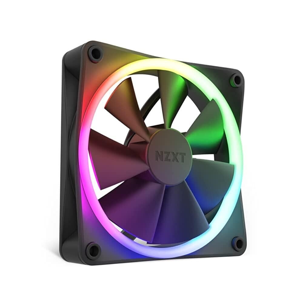 NZXT [해외] NZXT F120 RGB 팬 - RF-R12SF-B1 - 고급 RGB 조명 조정 - 저소음 냉각 - 싱글 (RGB 팬 및 컨트롤러 필요 및 미포함) - 120mm 팬 -