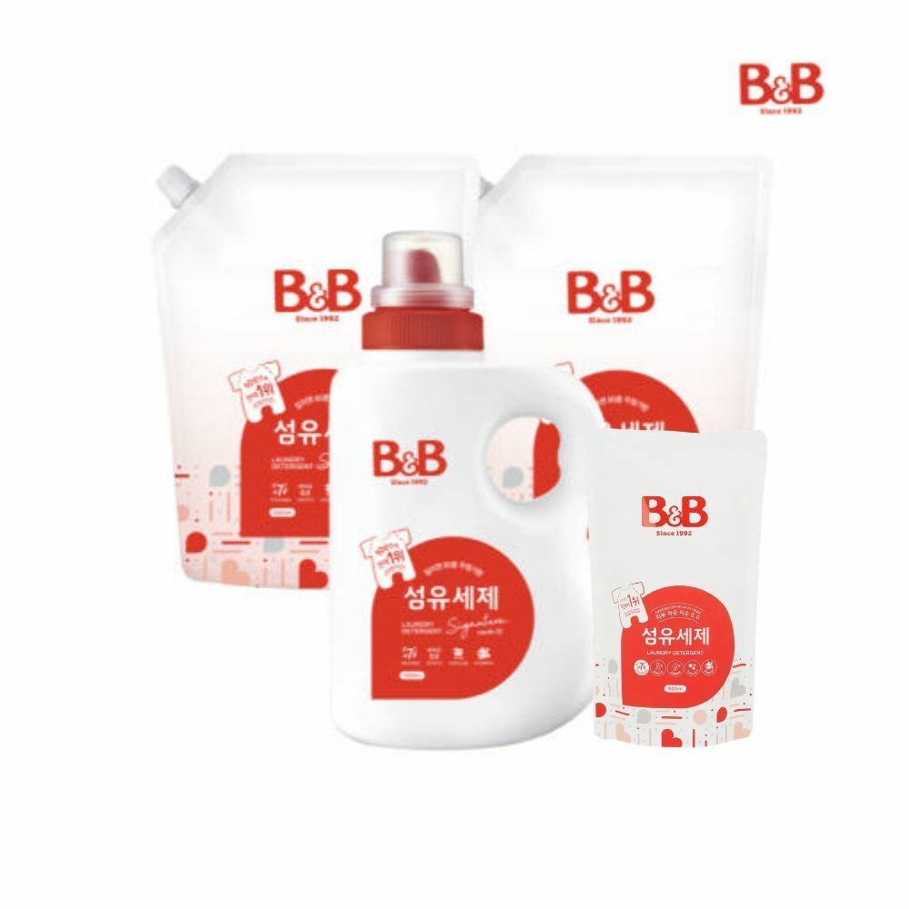 비앤비 (현대Hmall) [증정] 유아 섬유 세탁세제 시그니처 용기 1500ml 1개 + 리필 1500ml 2개 (+세제800ml증정)