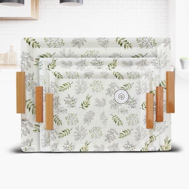 손잡이루펜쟁반 서빙트레이 커피 카페 사각 세트 나무  W6C56C7