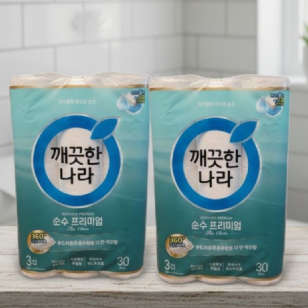 깨끗한나라 순수 프리미엄 더클래스 30m 30롤 x 2팩 (총60롤) 3겹 화장지