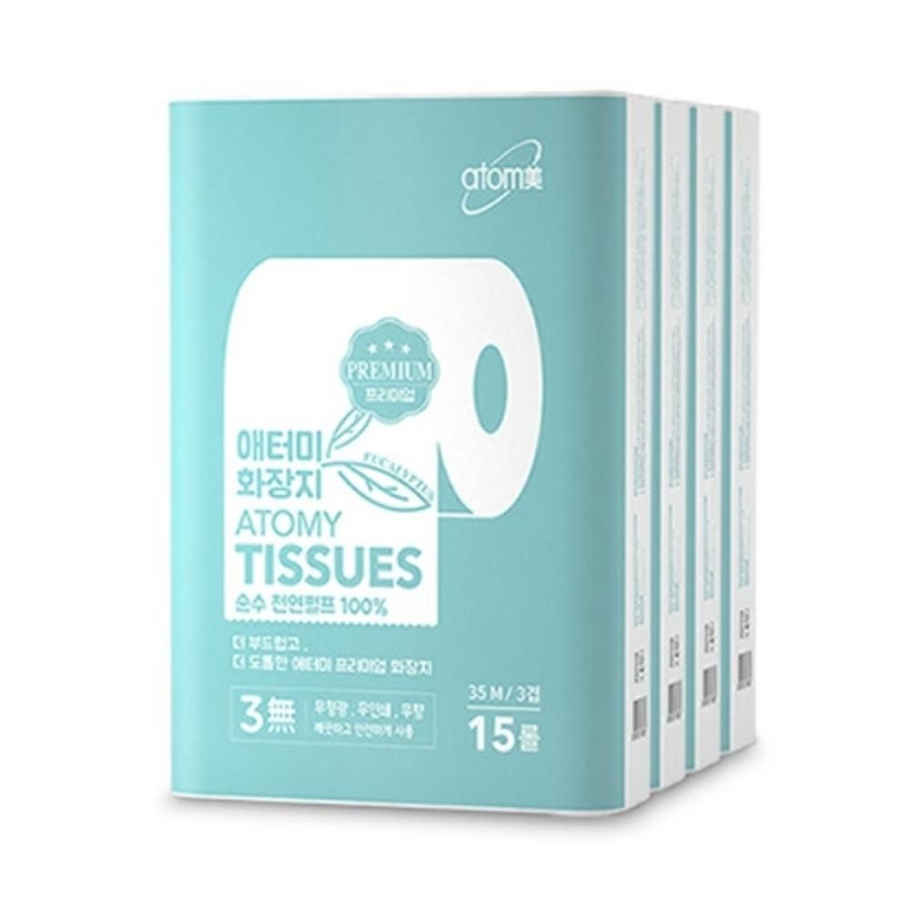 애터미 프리미엄 화장지 에터미 애토미 휴지 더 부드럽고 도톰한 두꺼운 60롤 15개 MJ