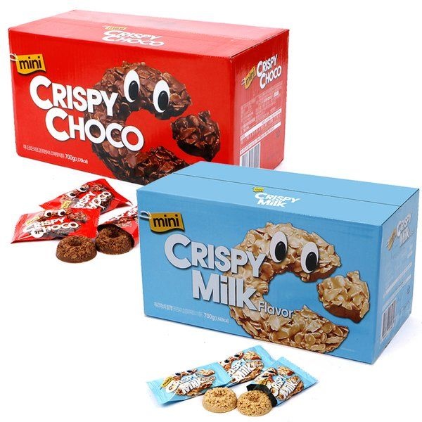 (01월06일 ) 미니 크리스피 초코링 700g + 밀크링 사무실간식 탕비실간식 오트밀 과자 개별포장