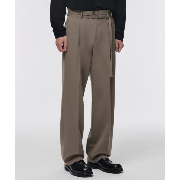 <매장정품> 무신사스탠다드 MUSINSA STANDARD 내로우 벨트 원 턱 와이드 슬랙스 [더스티 베이지] MMCPS1Z14-UI 547291