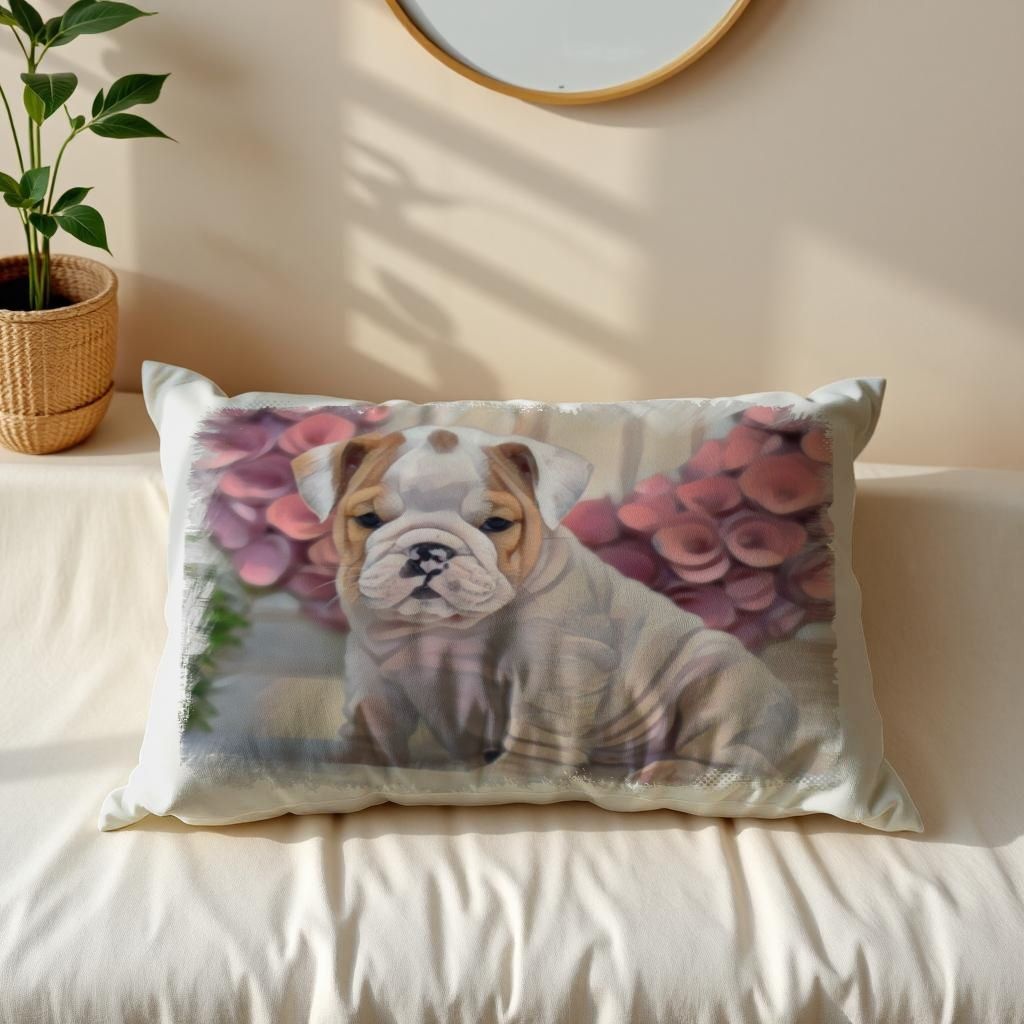 모노기와 디자인 베개커버 50x70 강아지 프렌치-불도그-01