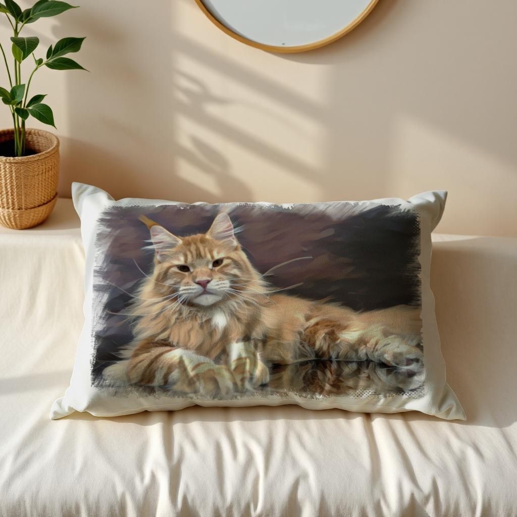 모노기와 디자인 베개커버 50x70 고양이 메인쿤-01