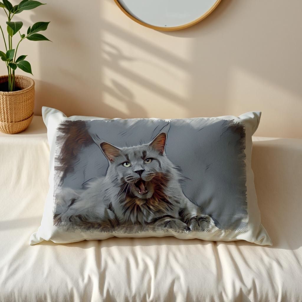 모노기와 디자인 베개커버 50x70 고양이 메인쿤-02