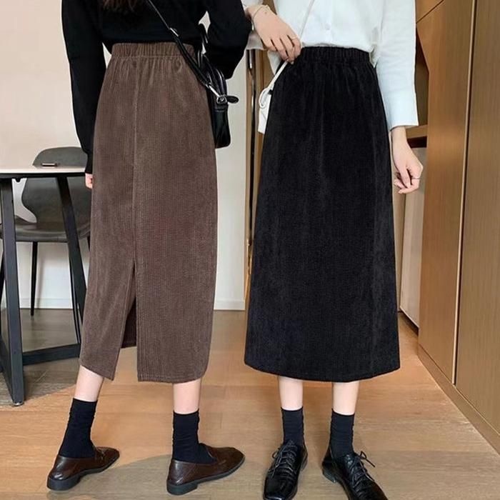 카플스 (CAFLS) [홀리지](핵따듯) 베리토 따듯한 기모안감 코듀로이 롱스커트