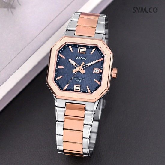 카시오(CASIO) MTP-B195RG-2A 스타일리시 빈티지 사각 금속 텍스쳐 남자 메탈 시계 d