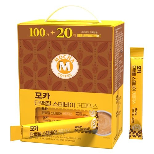 [오늘출발] 커피케이케이 [공식판매점] 모카 단백질 스테비아 커피믹스 100T+20T(120개)