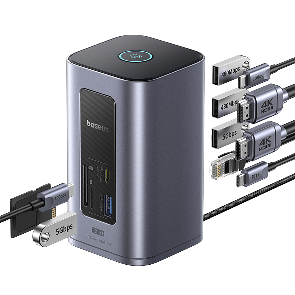 베이스어스 베이스어스 도킹스테이션 USB 허브 노트북 멀티 포트 C타입 12포트 스페이스메이트 노모스