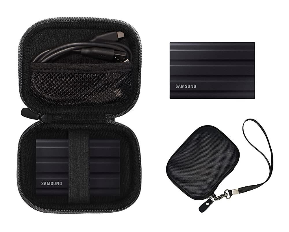[해외] Getgear 삼성 T7 Shield 1TB, 2TB, 4TB 휴대용 SSD와 호환되는 휴대용 SSD 케이스, SSD 및 코드용 오거나이저 트위드 155162